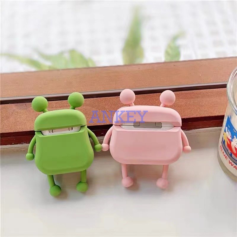SoundPEATS Air 3 / Air 3 Deluxe /  Air3 Pro Cover Green Dinosaur Earphone Silicone Case Earbuds Waterproof Shockproof Soft Protective Headphone Cover Headset Skin with Hook