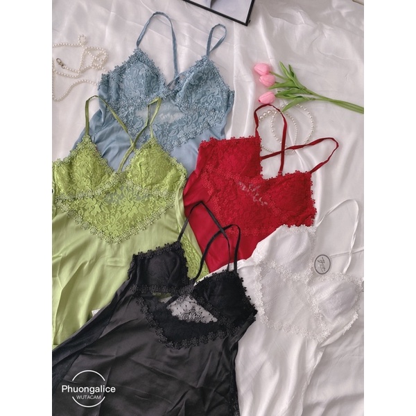 Đầm ngủ ren siêu gợi cảm, váy ngủ 2 dây nữ sexy kèm quần quyến rũ- Phuongaliceshop