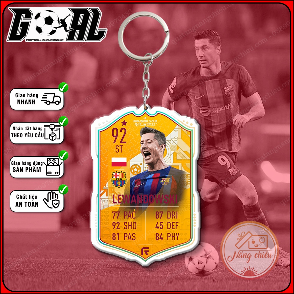 Móc khóa cao cấp hình cầu thủ Lewandowski-phụ kiện treo balo túi xách hottrend-chân sút xuất sắc Barcelona[4073-4086]