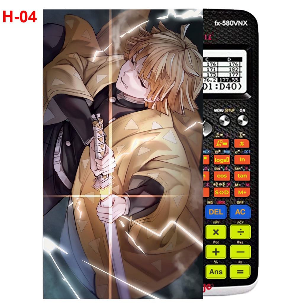 Miếng dán máy tính casio fx570, fx580.... Agatsuma Zenitsu anime Kimetsu no yaiba