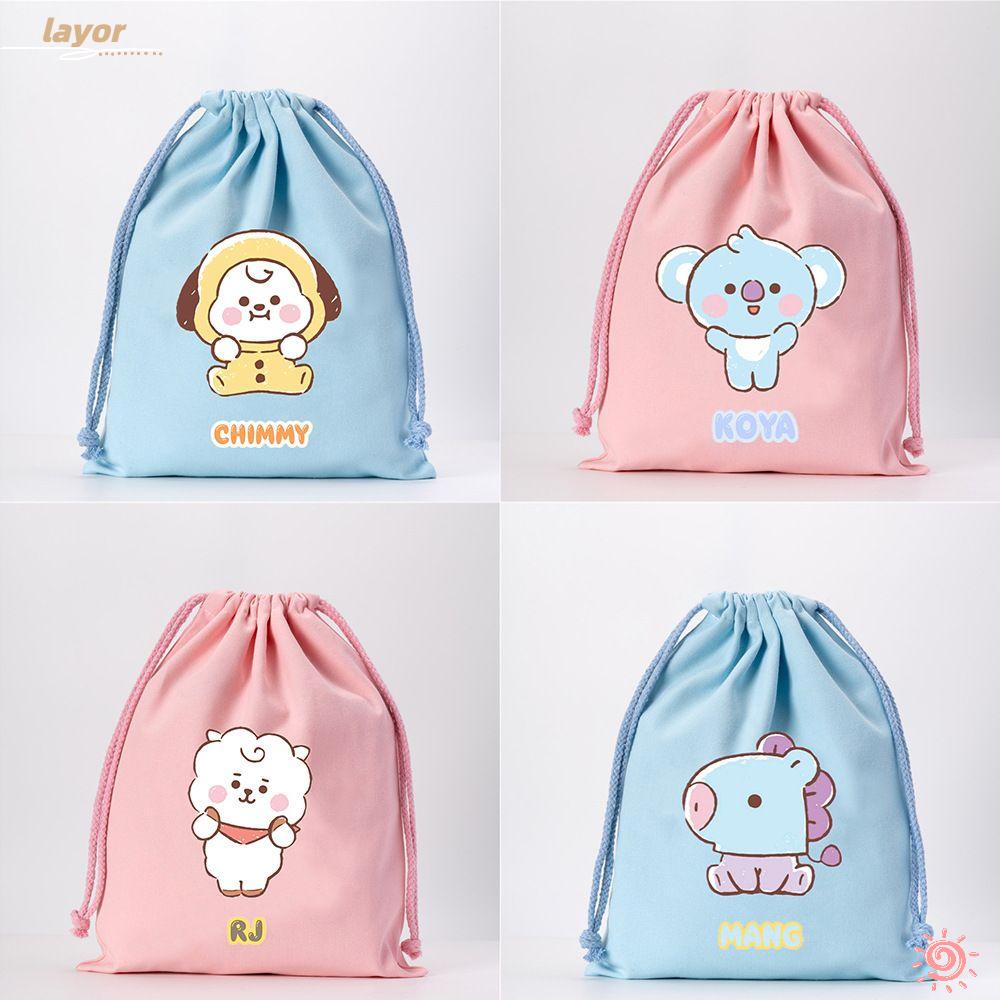 Túi Vải Rút Dây In Họa Tiết Hoạt Hình BTS