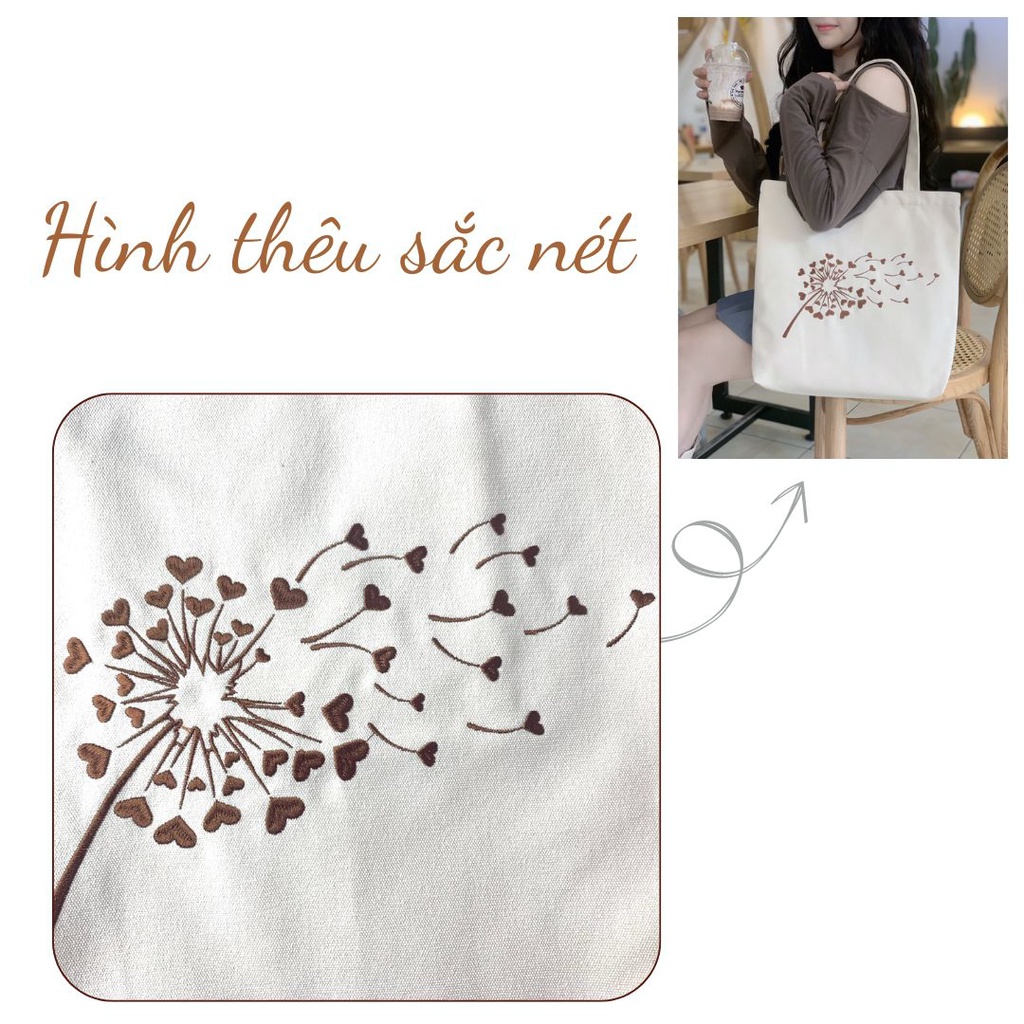 Túi Tote Vải CanVas Thêu Hoa Thời Trang KAYLEE KT 39x37x6cm TT03