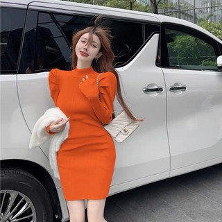 Váy len body cổ cao hàng quảng châu CÓ SẴN