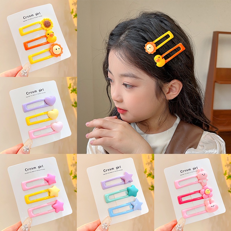 Set 3 Kẹp Tóc Nhiều Màu Sắc Cho Bé Gái