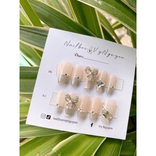 NailBox thạch trắng mắt mèo phối charm