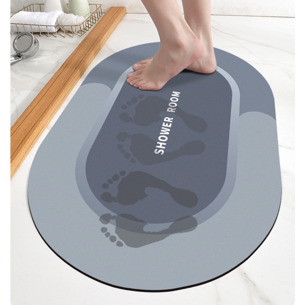 Thảm lót chân, lau chân silicon hình chữ nhật , oval bathroom AMITA siêu thấm hút tiện ích giá rẻ.