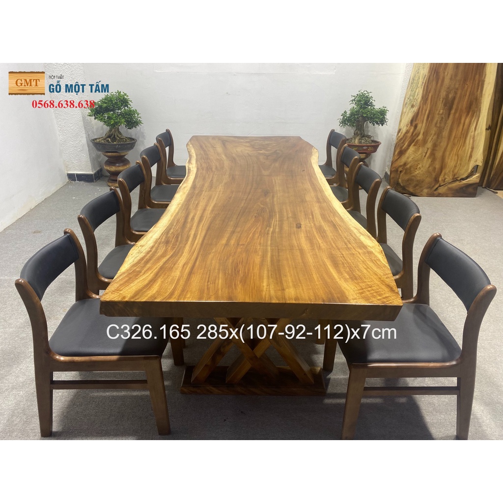 Bàn gỗ me tây nguyên tấm MẶT BÀN ĂN SIÊU VIP BẰNG GỖ ME TÂY NGUYÊN KHỐI DÀI 2m85 gỗ tự nhiên tại Hồ Chí Minh HCM