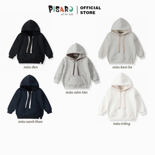 Áo hoodie nỉ bông PISARO giữ nhiệt dài tay có mũ cho bé trai bé gái chất