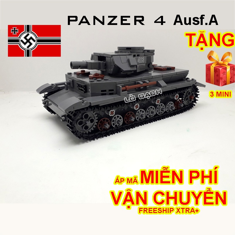 Bộ xếp hình Xe tăng Panzer 4 Ausf. A ( Pháo KwK 37 L/24 ) Quân đội Đức Chiến tranh thế giới 2 WW2 576 chi tiết