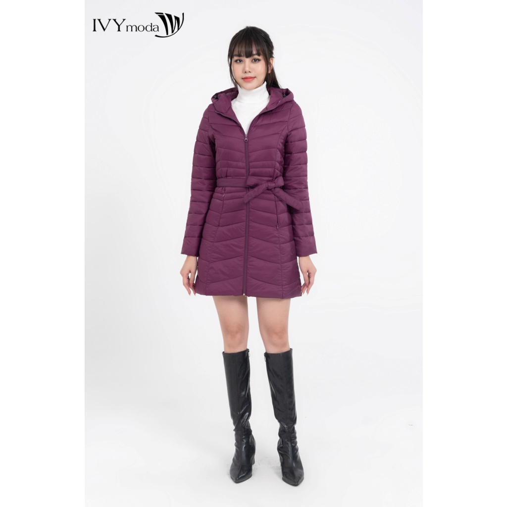 Áo khoác phao nữ dáng dài cổ mũ IVY moda MS 71B7929