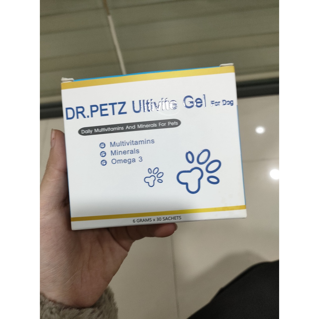 (1 gói) Dr.Petz ULTIVITE GEL FOR DOG bổ sung hỗn hợp vitamin, chất béo, Omega 3 và khoáng cho thú cưng