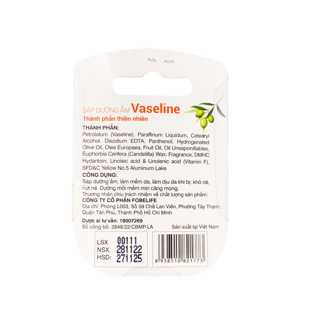Vaseline Sáp Dưỡng Ẩm Cho Da Khô Da Nứt Nẻ Làm Mềm Da