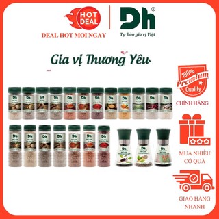 Bộ 12 Gia Vị Nguyên Chất Bột Gừng/Hành/Sả/Tỏi/Điều/Nghệ/Quế/Ớt/Tiêu Đen/Trắng DH Foods - Gia Vị Bột Chính Hãng