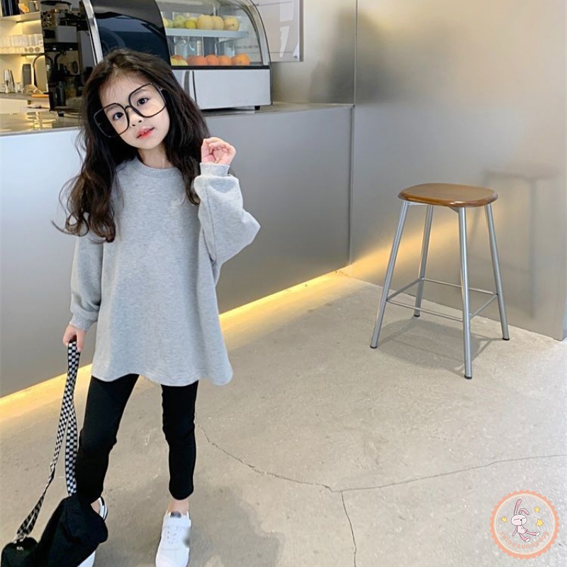 Áo Hoodie Thể Thao Cổ Tròn In Chữ Phong Cách Hàn Quốc Cho Bé Gái