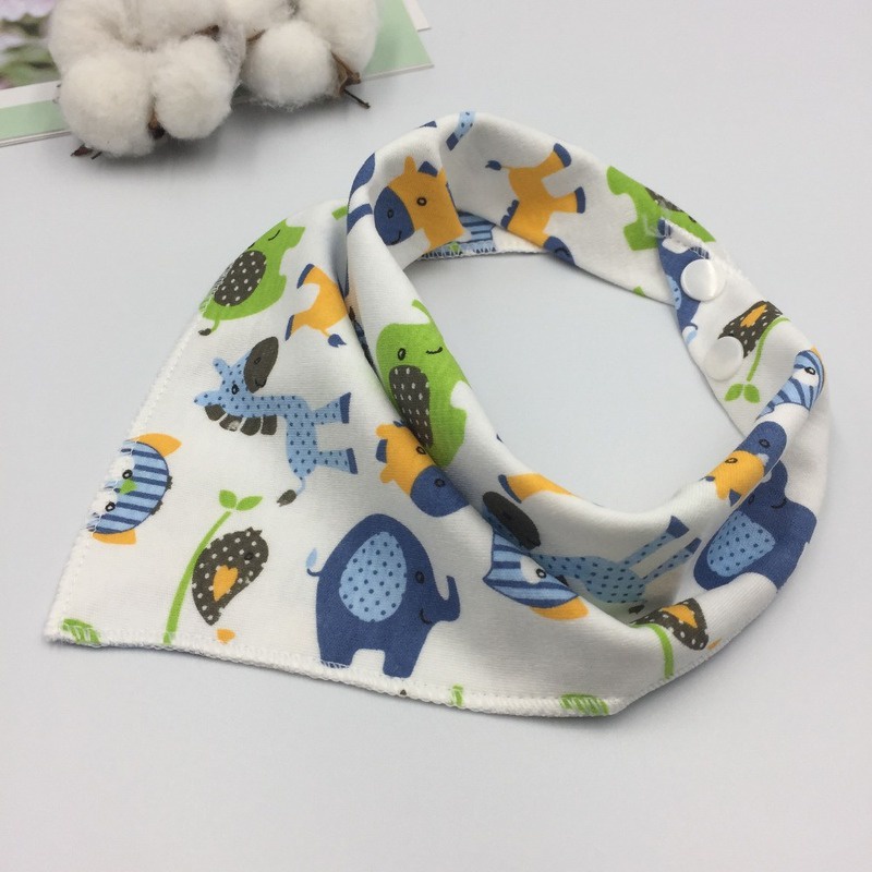 Yếm Ăn Vải Cotton In Hình Động Vật Dễ Thương Cho Bé