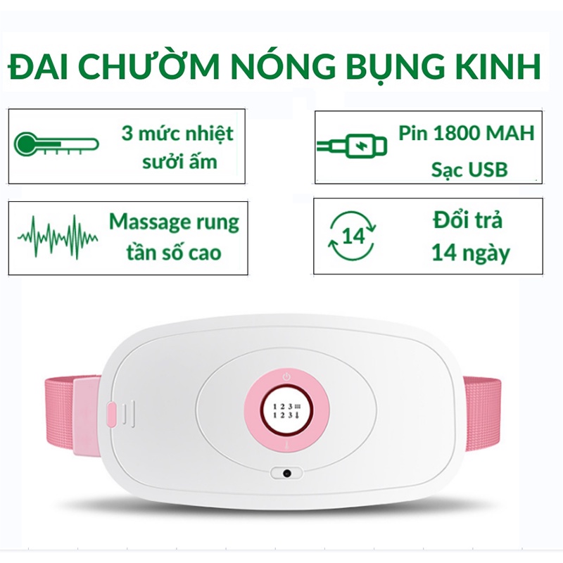 Máy massage làm ấm bụng, đai đeo giảm đau bụng kinh nguyệt, làm ấm tử cung cho phụ nữ đến kì