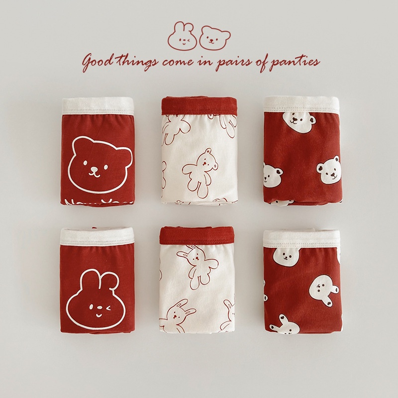 Quần Lót Vải cotton In Hoạt Hình Gấu / Thỏ Dễ Thương Cho Bé