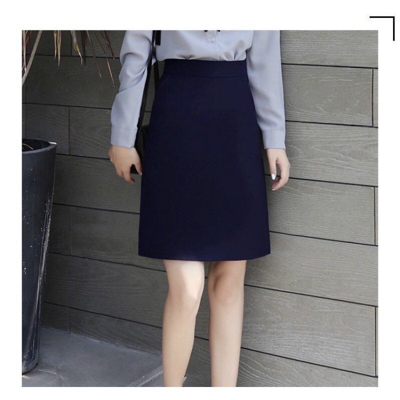 Chân váy chữ a ngắn lưng cao công sở bigsize dài đến gối có túi chéo 2 bên