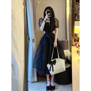 (H187) Váy Cổ Vuông Hở Eo Thắt Nơ Phong Cách Hàn Quốc ❤️