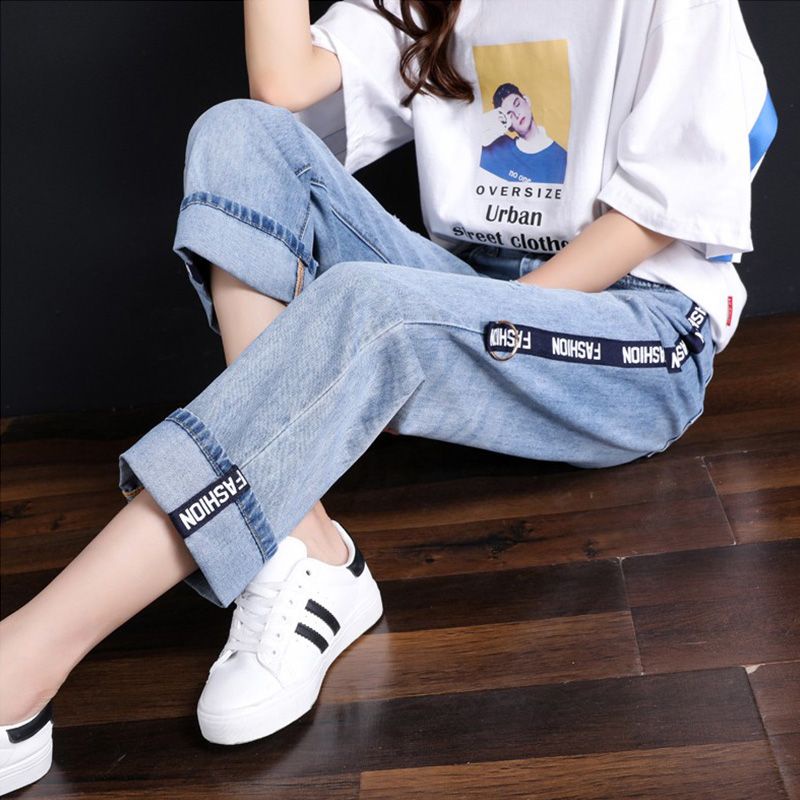 Quần Jeans Lửng Ống Rộng Phong Cách Hàn Quốc