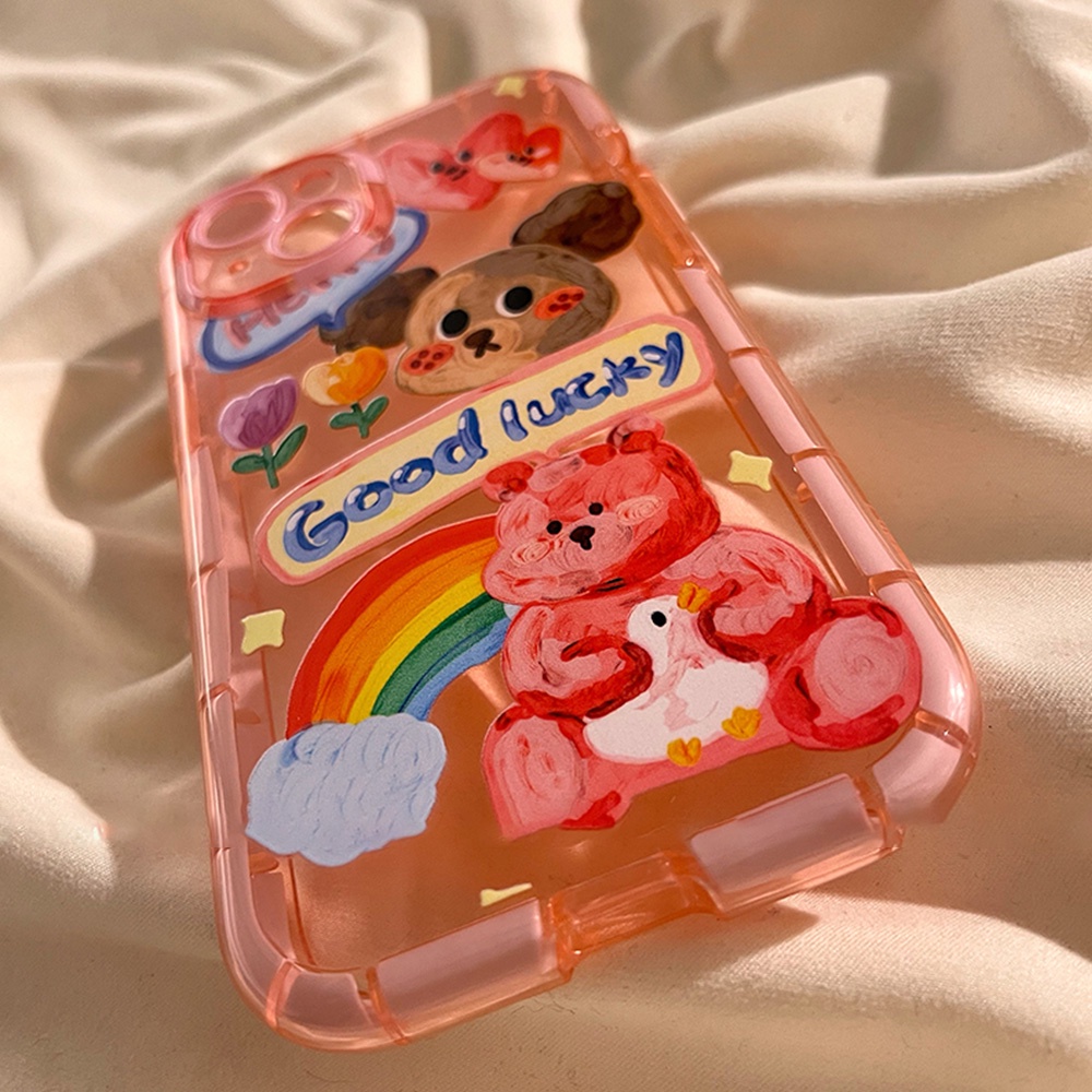 Ốp Điện Thoại TPU Mềm Hình Gấu Dạ Quang Chống Dấu Vân Tay Chống Rơi Cho IPhone 14 11 13 12 Pro Max