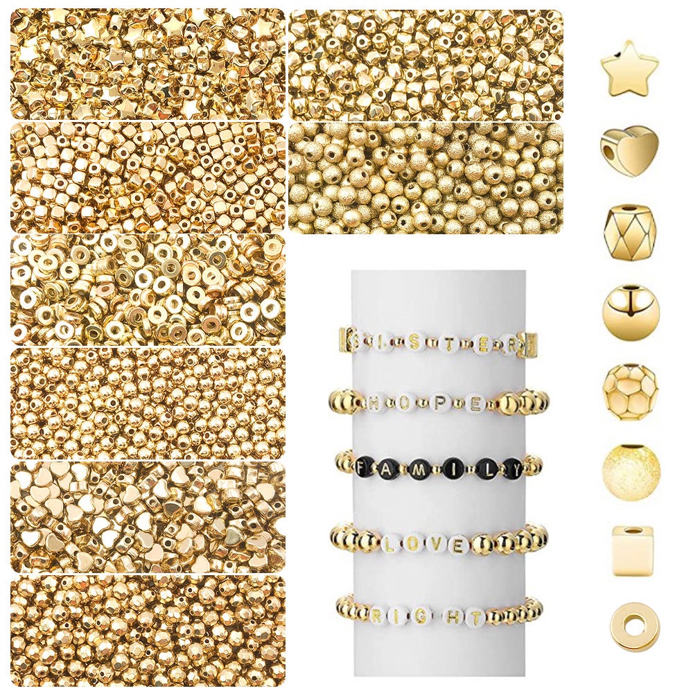Set 100 Hạt Cườm Vuông / Tròn Nhiều Màu Sắc Dùng Để Đóng Dấu Vòng Tay DIY
