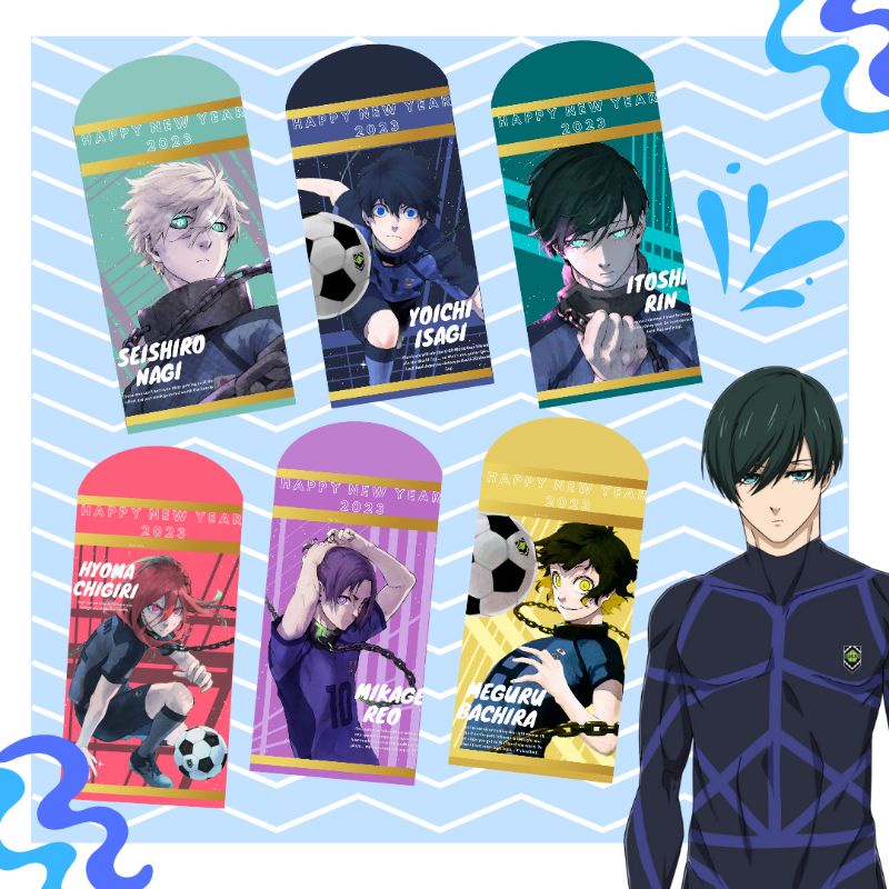 Lì xì năm mới 2023 hình anime blue lock set 6 bao lì xì nhân vật trong anime blue lock