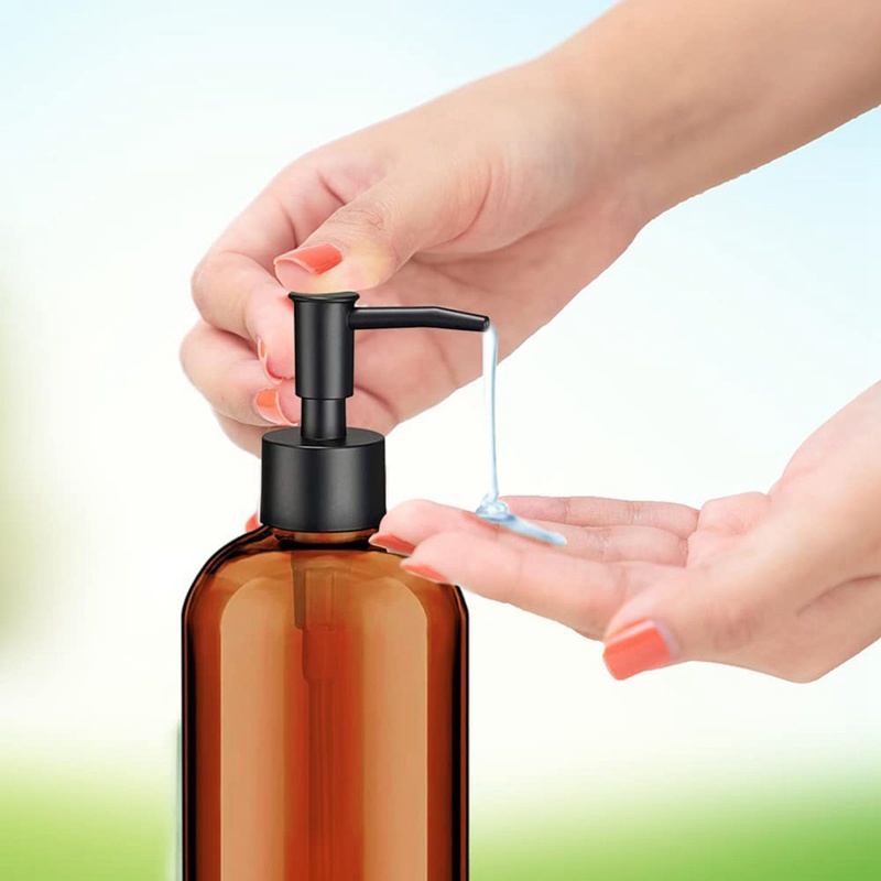 Bộ 2 Bình Đựng Xà Phòng Rửa Tay Màu Hổ Phách Có Vòi Bơm (16 Oz)