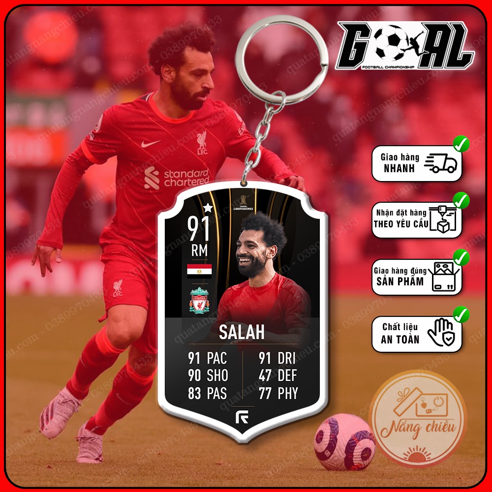 Móc khóa cầu thủ cao cấp Mohamed Salah-phụ kiện treo balo thẻ bóng đá đẹp yêu thích nhất 2023-CLB Liverpool[4359-4368]