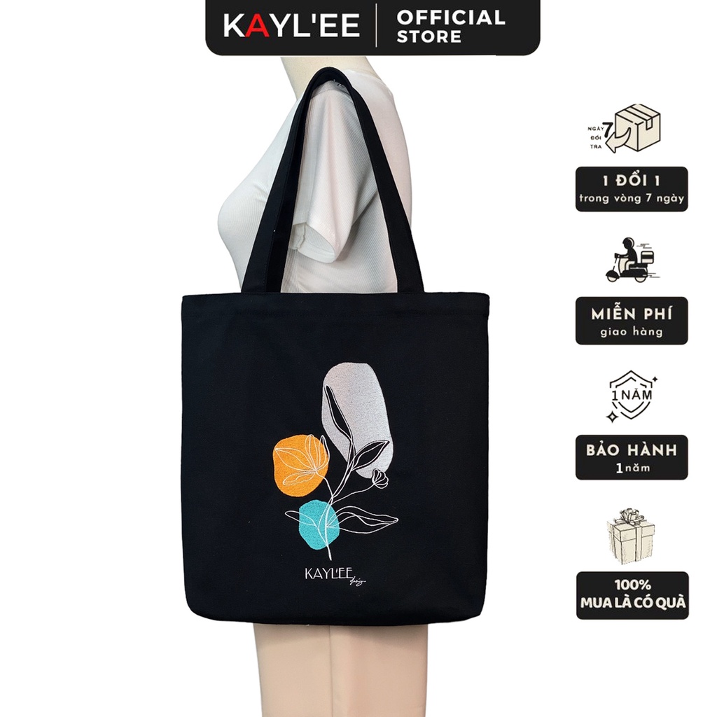Túi Tote Vải Canvas Đeo Vai Đựng Đồ Đi Học Có Khóa Kéo Miệng KT 39x37x6cm TT04