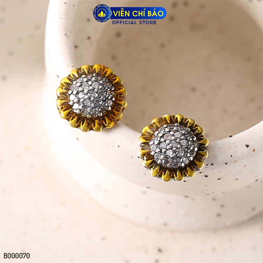 Bông tai bạc nữ Hoa Hướng Dương chất liệu bạc Thái 925 thời trang phụ kiện trang sức Viễn Chí Bảo B000070