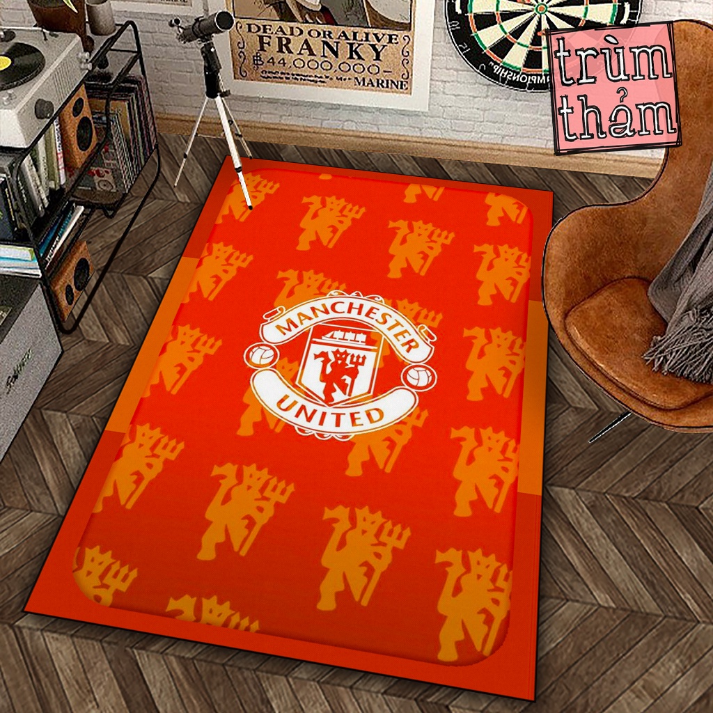 Thảm Trang Trí Câu lạc bộ Bóng đá Manchester United nền đỏ Decor Góc Học Tập Làm Việc Phòng Ngủ Phòng Khách Văn Phòng