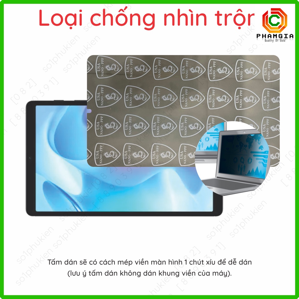 Dán cường lực Realme Pad Mini 8.7&quot; nano trong suốt, nhám chống vân tay, bảo vệ mắt, chống nhìn trộm chuẩn cường lực 9H
