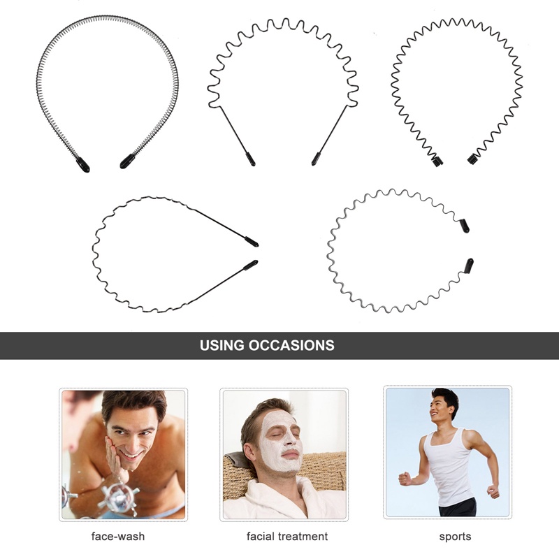 Set 5 Băng Đô Kim Loại + 5 Dây Cột Tóc Co Giãn Thời Trang Cho Nam Nữ