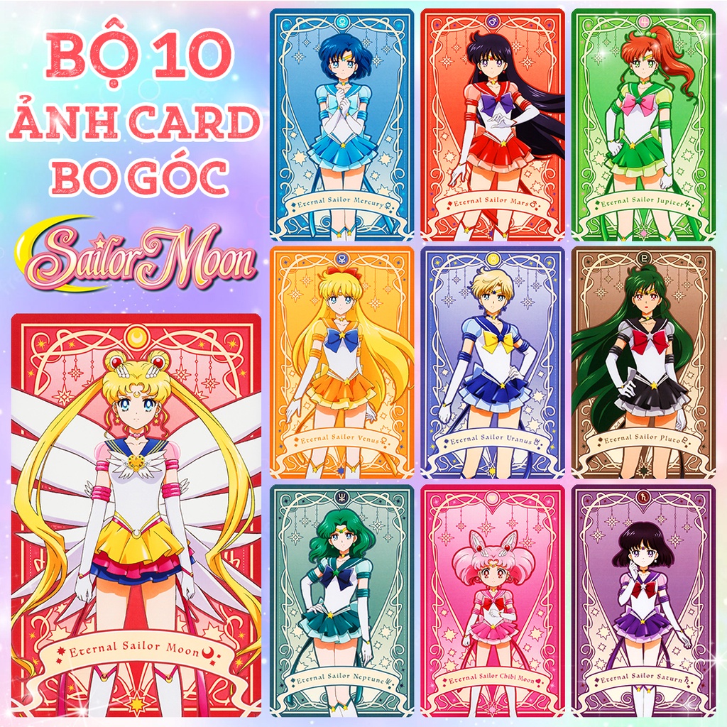 Bộ 10 ảnh card bo góc anime manga SAILOR MOON THUỶ THỦ MẶT TRĂNG phiên bản sắc màu xinh đẹp