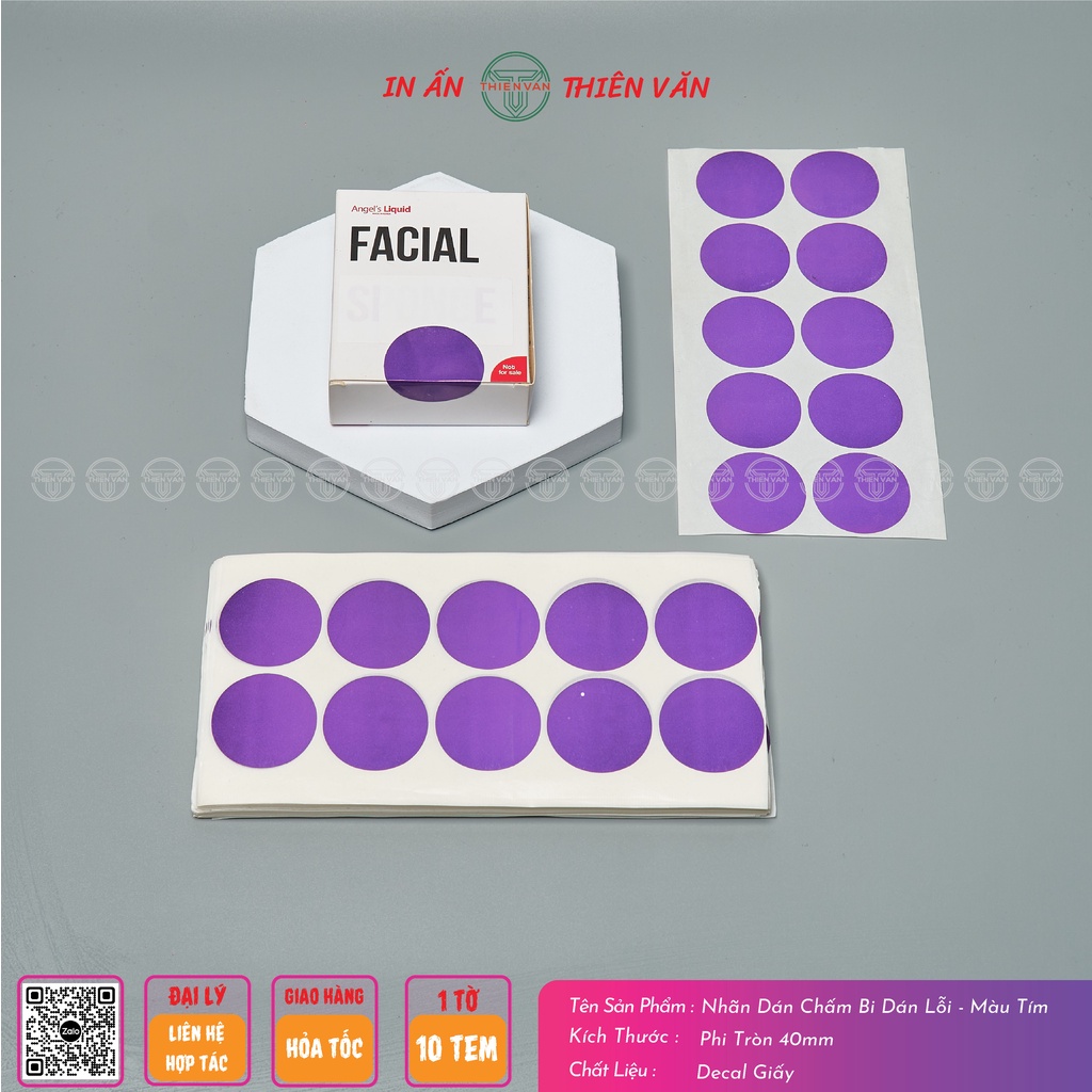 Nhãn Dán Tem Tròn Chấm Bi Thiên Văn, Phi 15mm - 20mm - 30mm - 40mm - 50mm - tem đánh dấu, tem dán lỗi, tem phân loại