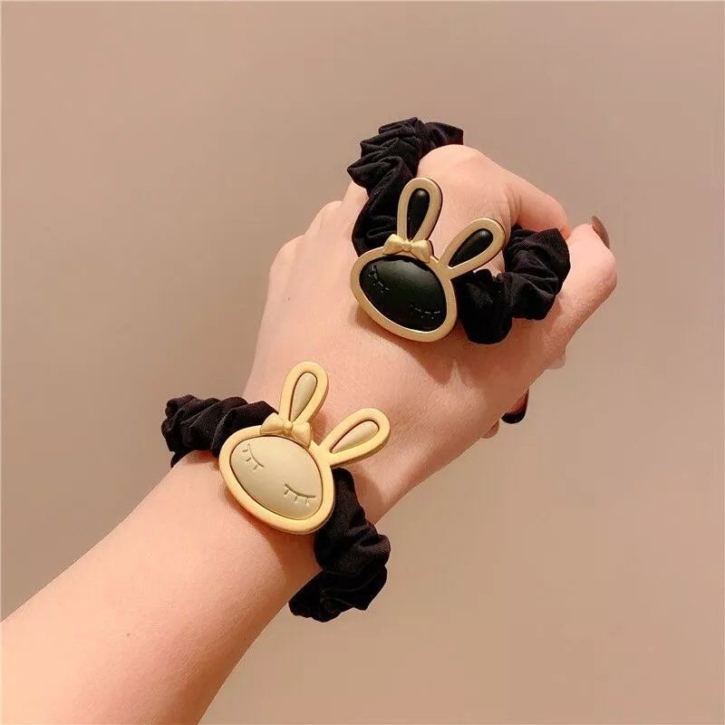 Dây Buộc Tóc Bằng Da Hình Thỏ Phong Cách Retro Cho Nữ