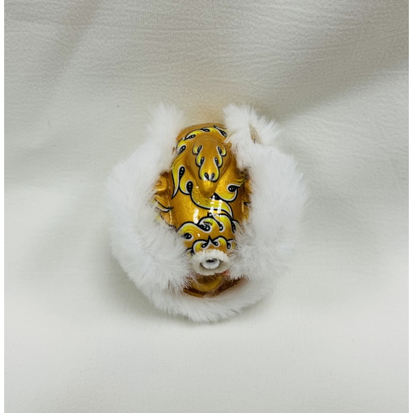 毛毛-香槟白 Móc Khóa Resin Hình Sư Tử Nhảy Múa Thời Trang