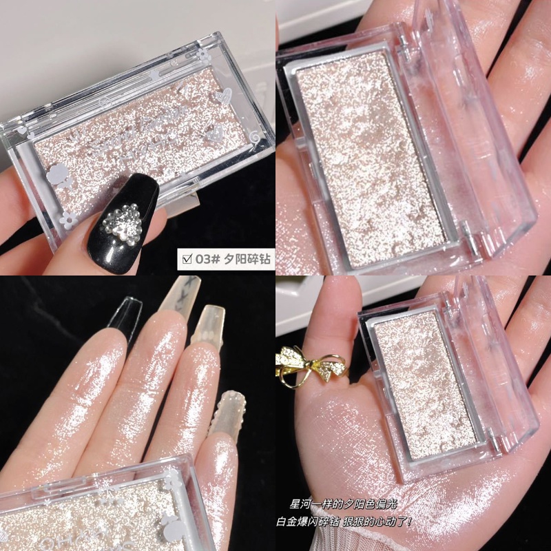 Bảng Phấn Má Hồng 4 Màu Sắc Ánh Ngọc Trai Sáng Bóng Độ Bóng Cao Trang Điểm Tự Nhiên Cho Nữ