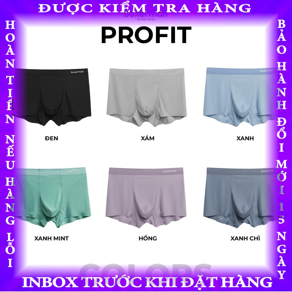Quần sịp nam boxer PRO FIT cao cấp combo 3 cái, Quần xì co giãn thoáng khí kháng khuẩn BOXERMAN hanthanh