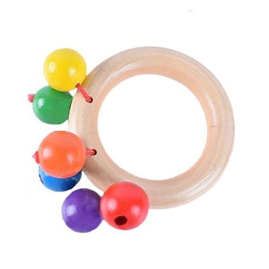 Đồ Chơi Sơ Sinh Cho Bé, Lục Lạc Xúc Xắc Gỗ Tròn Cho Bé Rèn Luyện Thị Giác, Thính Giác