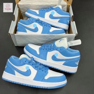 Giày thể thao Jd phối Xanh Dương Trắng thấp cổ Giày Sneaker Jordan 1 Xanh dương Bản Trung *