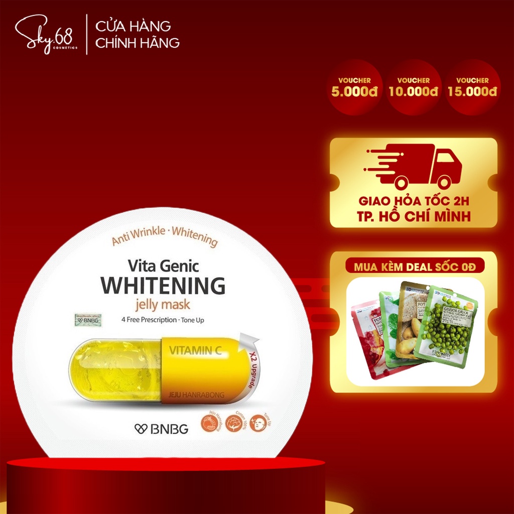 Mặt Nạ dưỡng trắng da và làm đều màu da BNBG Whitening Jelly Mask 30ml - Vitamin C