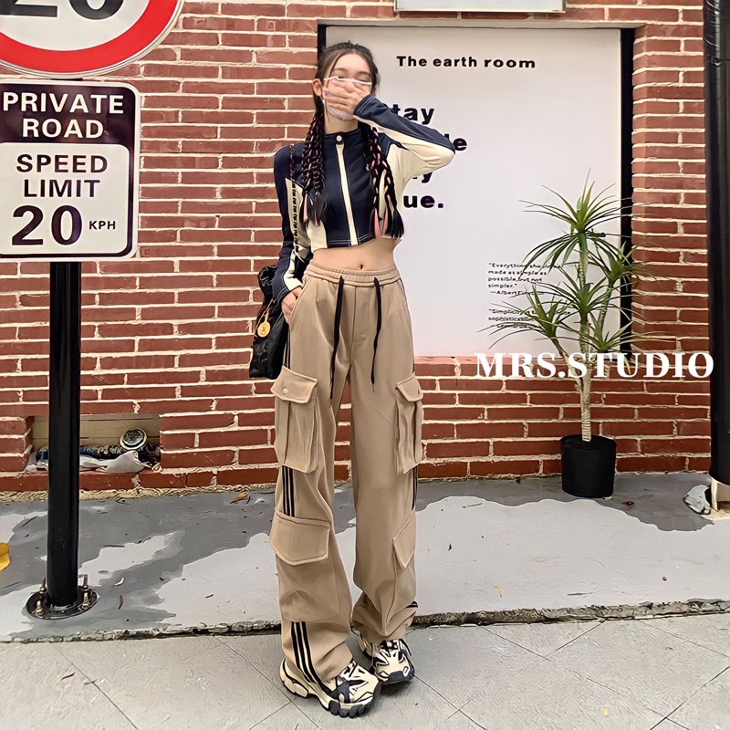 Quần túi hộp nữ cotton tổ ong MRS cá tính MRQ042