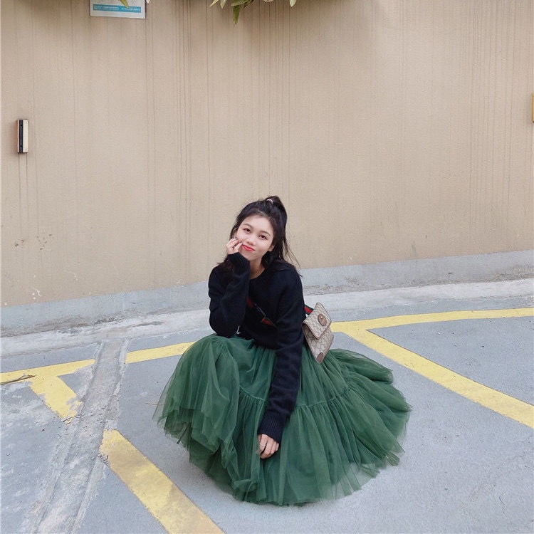 Chân Váy Lưới Ngắn Lưng Cao Dáng Ôm Thời Trang Thu Đông Hàng Mới 2023