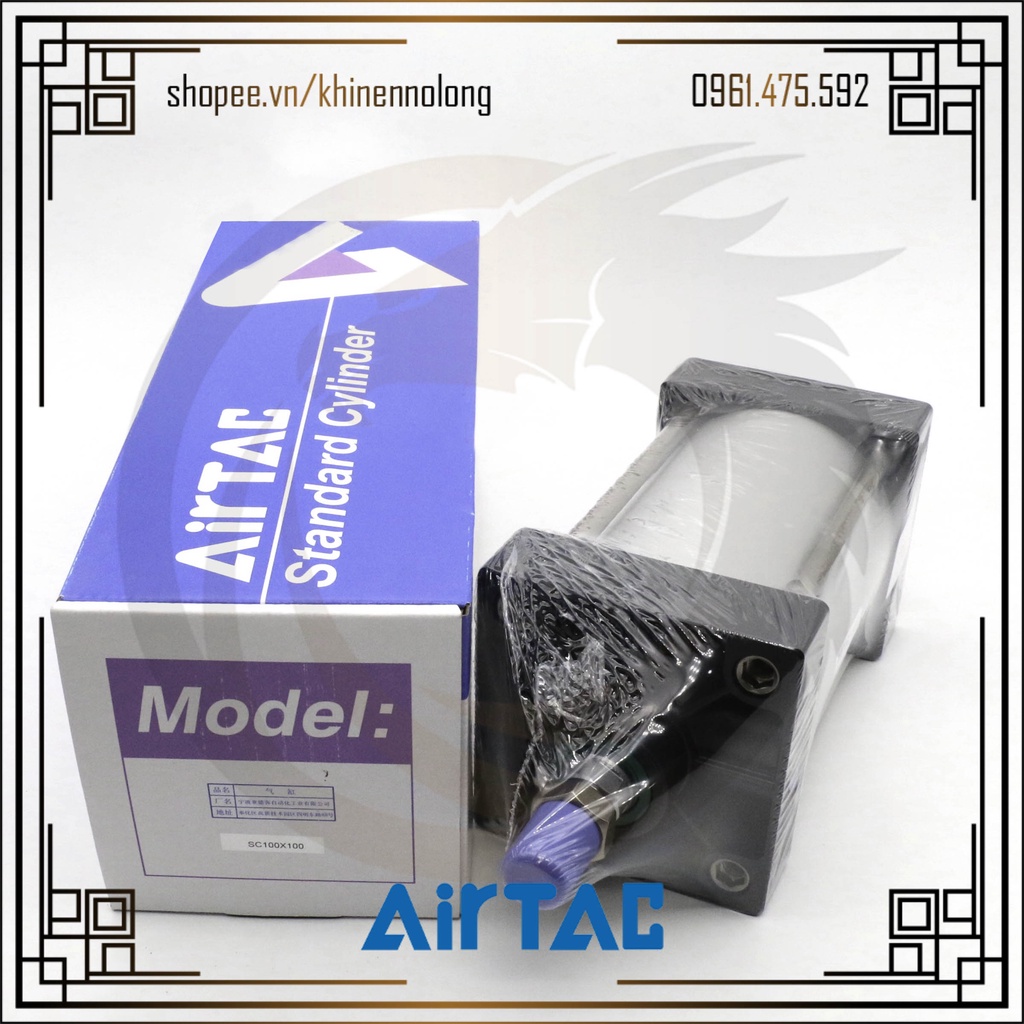 Xi Lanh Khí Nén Đế Vuông AirTAC SC100 x 25,50,75,100,125,150,175,200,250,300,350,400,450,500