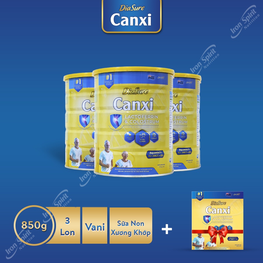 MUA 3 TẶNG 1, Sữa DIASURE CANXI 850 - bổ sung dinh dưỡng, nano canxi phòng chống loãng xương, cải thiện xương khớp.