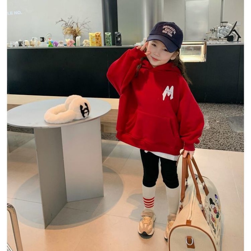 Áo Khoác Hoodie Thu Đông Bằng Vải Nhung Dày Dáng Rộng Mới Dành Cho Bé Gái