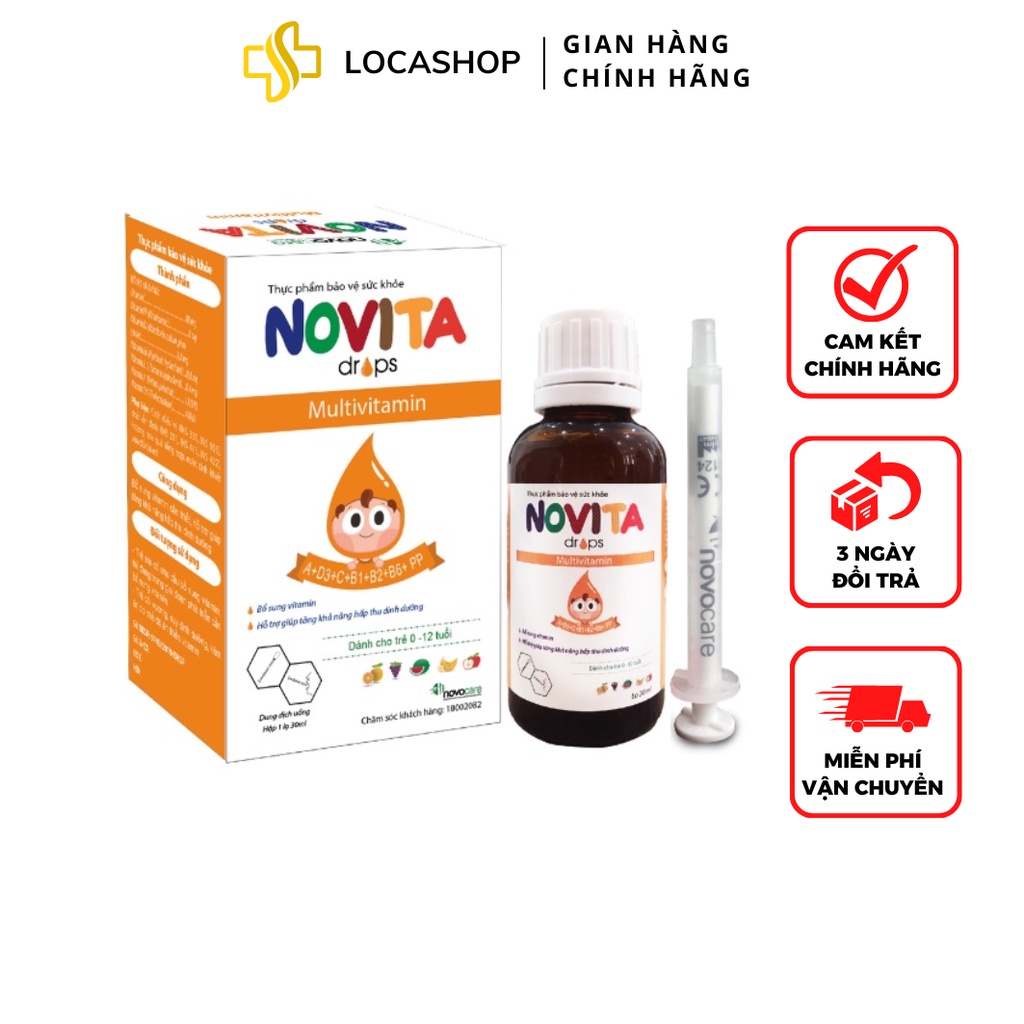 Vitamin Tổng Hợp Novita Drops Cải Thiện Biếng Ăn,Tăng Cường Hấp Thu Dinh Dưỡng Cho Trẻ Từ 0 Tháng Tuổi Locashop