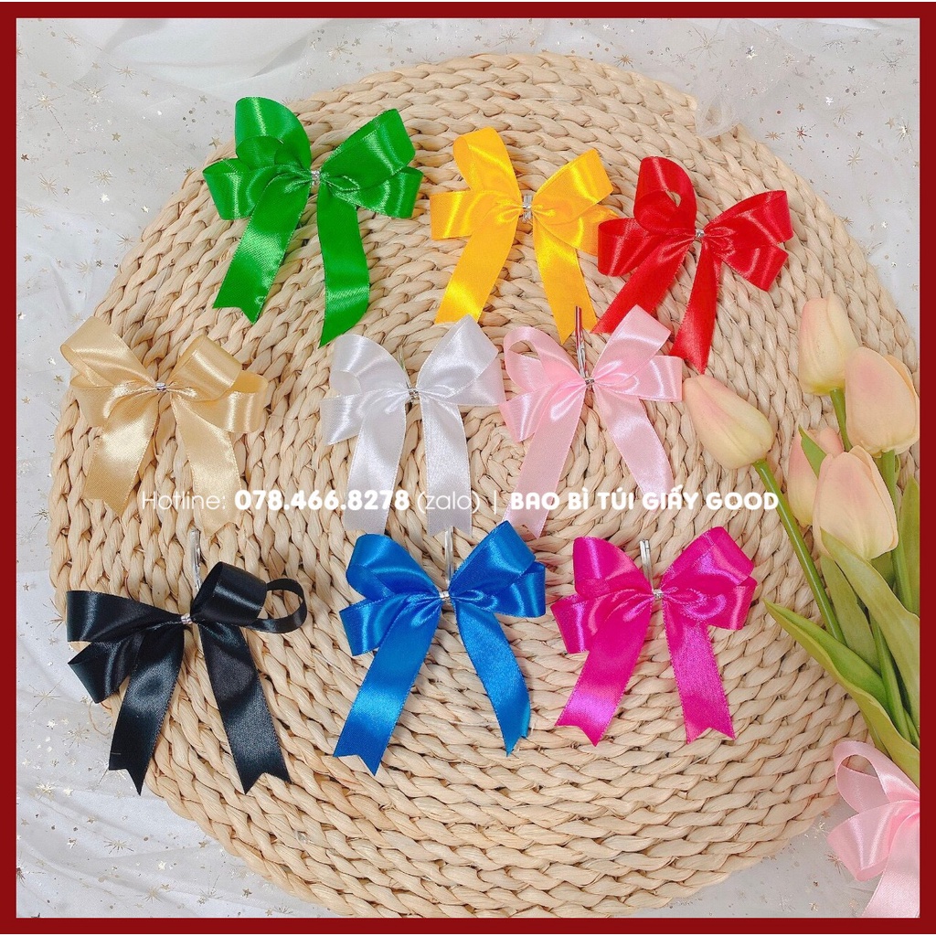 SET 20 Nơ lụa ruy băng dùng trang trí quà tặng, túi giấy siêu xinh